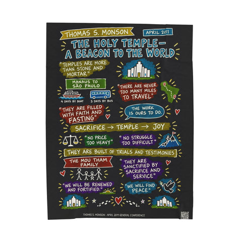 The Holy Temple\u2014a Beacon to the World sketch note plush blanket