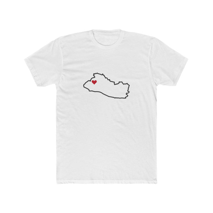 El Salvador Santa Ana Mission Heart Map shirt in White: El Salvador outline with a red heart, front view