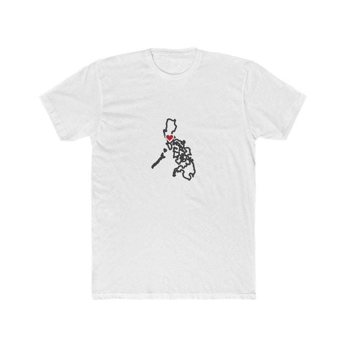 Philippines Quezon City North Mission Heart Map shirt in White: Philippines outline with a red heart, front view