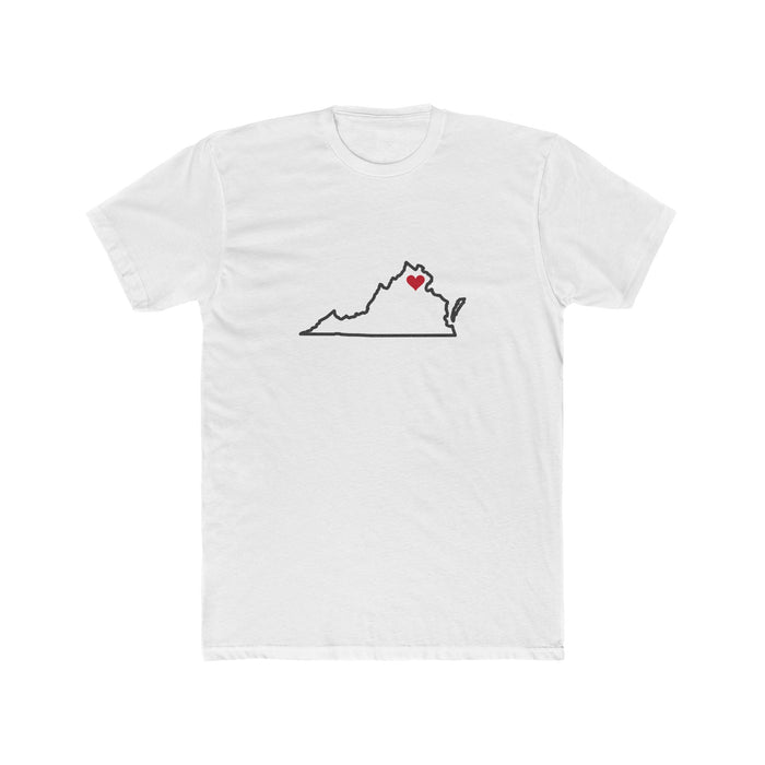 Washington DC South Mission Heart Map shirt in White: Washington outline with a red heart, front view