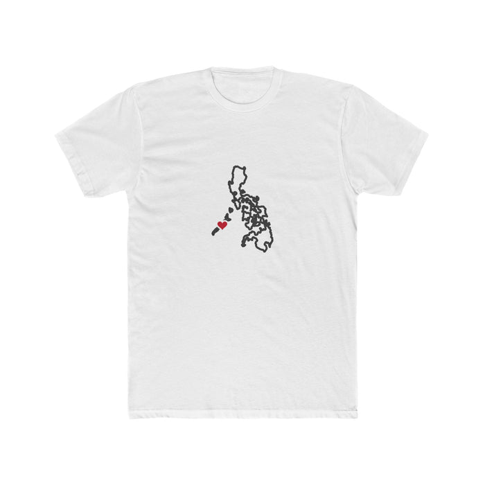 Philippines Puerto Princesa Mission Heart Map shirt in White: Philippines outline with a red heart, front view