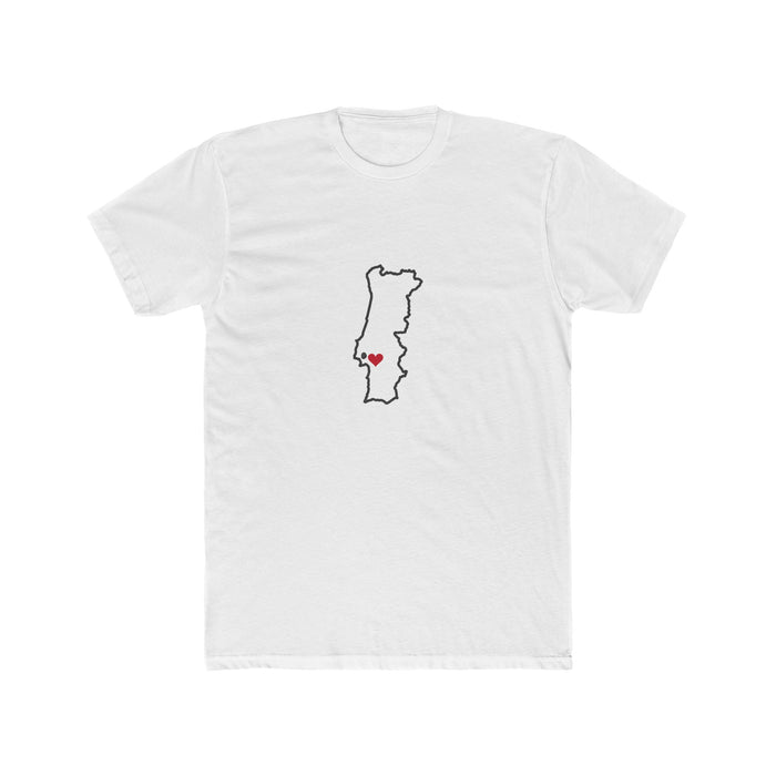 Portugal Lisbon Mission Heart Map shirt in White: Portugal outline with a red heart, front view