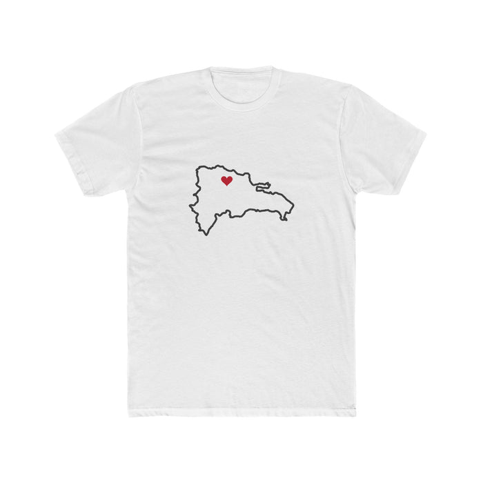 Dominican Republic Santiago Mission Heart Map shirt in White: Dominican Republic outline with a red heart, front view