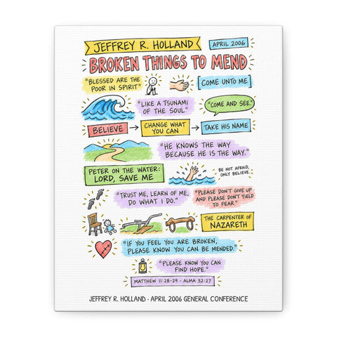 Broken Things to Mend sketch note canvas