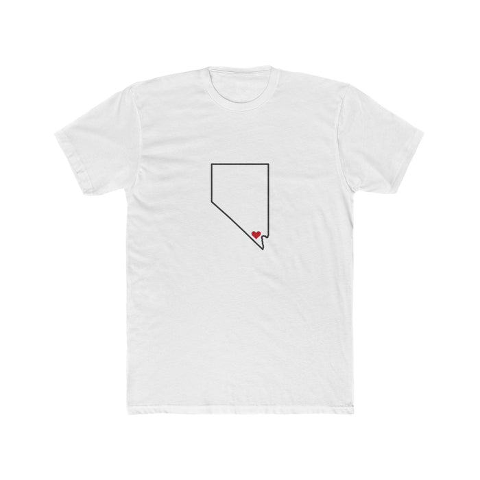 Nevada Las Vegas West Mission Heart Map shirt in White: Nevada outline with a red heart, front view