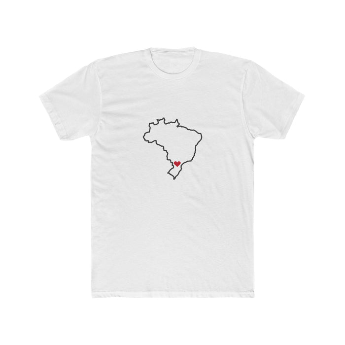 Brazil Florianopolis Mission Heart Map shirt in White: Brazil outline with a red heart, front view