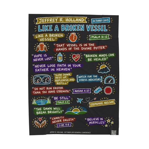 Like a Broken Vessel sketch note plush blanket