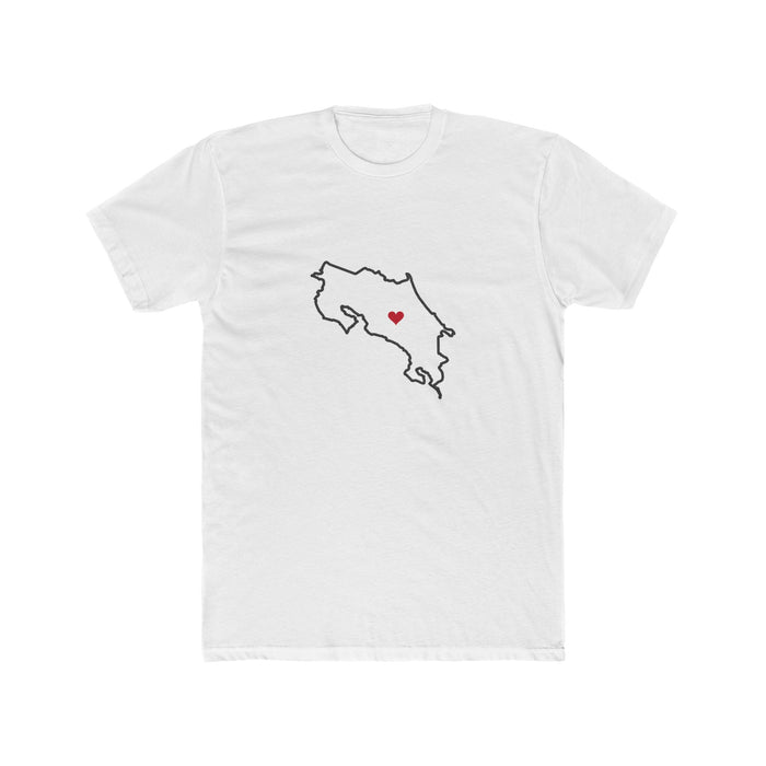 Costa Rica San Jose East Mission Heart Map shirt in White: Costa Rica outline with a red heart, front view