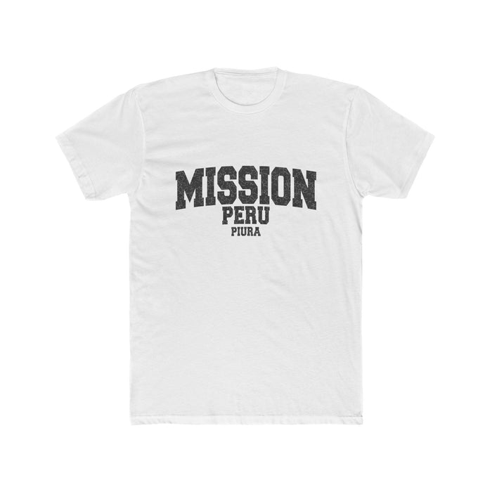 Peru Piura Mission T-Shirt in Solid White, front view