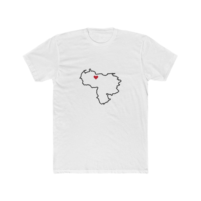Venezuela Valencia Mission Heart Map shirt in White: Venezuela outline with a red heart, front view