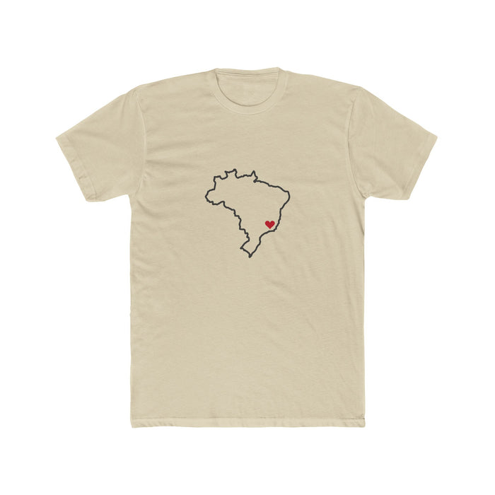 Brazil Rio de Janeiro South Mission Heart Map shirt in Cream: Brazil outline with a red heart, front view