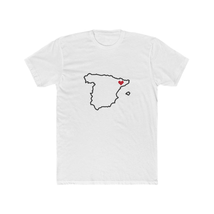 Spain Barcelona Mission Heart Map shirt in White: Spain outline with a red heart, front view