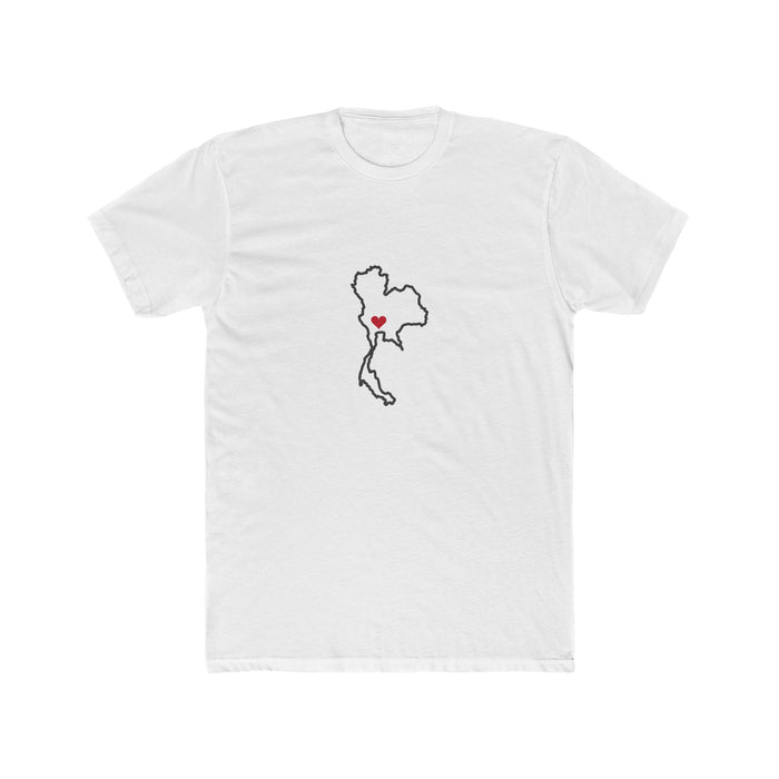 Thailand Bangkok West Mission Heart Map shirt in White: Thailand outline with a red heart, front view