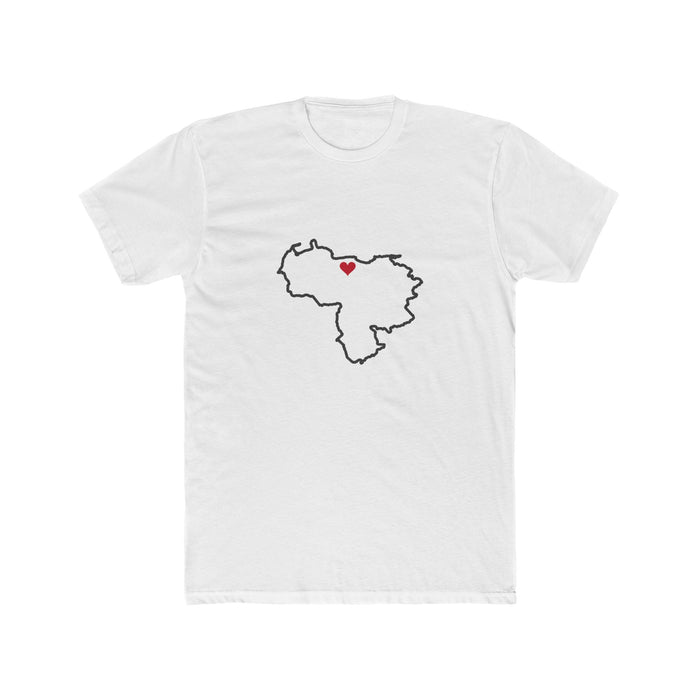 Venezuela Caracas Mission Heart Map shirt in a mission shirt color: Venezuela outline with a red heart, front view