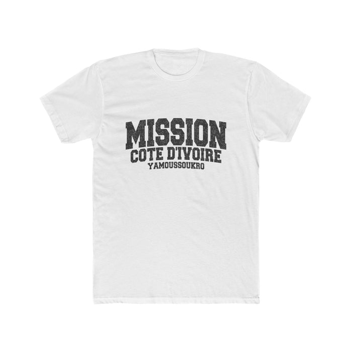 Cote d'Ivoire Yamoussoukro Mission T-Shirt in Solid White, front view