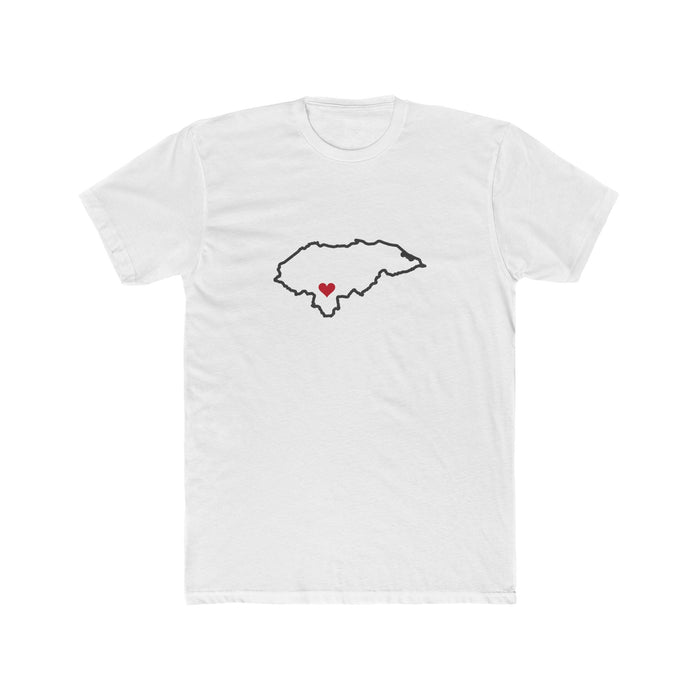 Honduras Tegucigalpa Mission Heart Map shirt in White: Honduras outline with a red heart, front view
