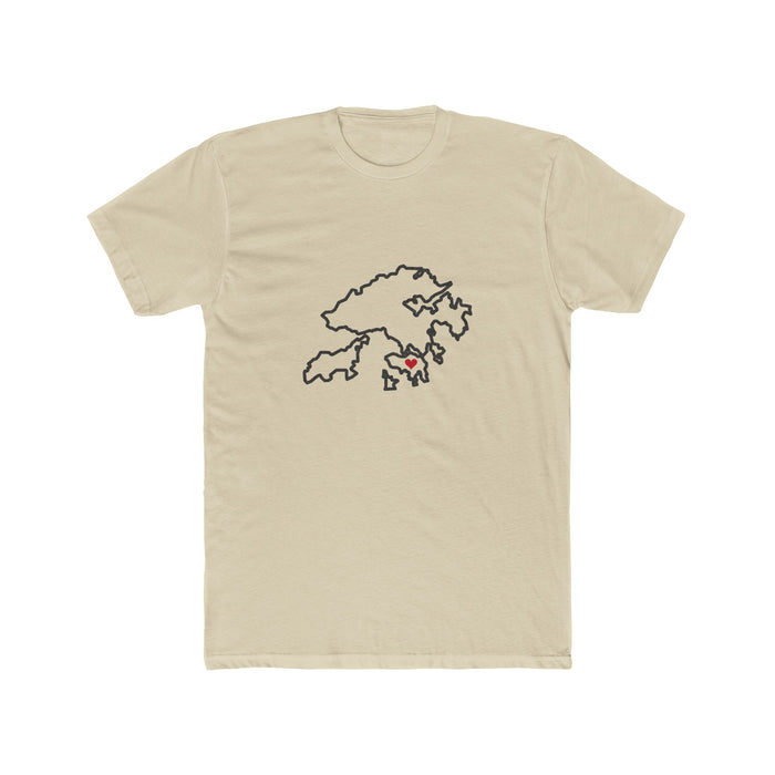 China Hong Kong Mission Heart Map shirt in Cream: China outline with a red heart, front view