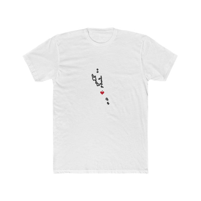 Vanuatu Port Vila Mission Heart Map shirt in White: Vanuatu outline with a red heart, front view