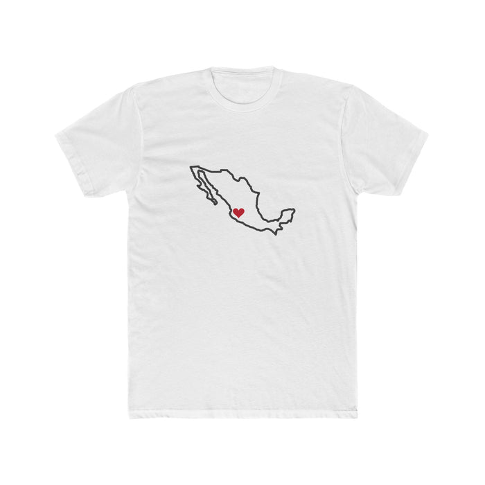 Mexico Guadalajara Mission Heart Map shirt in White: Mexico outline with a red heart, front view