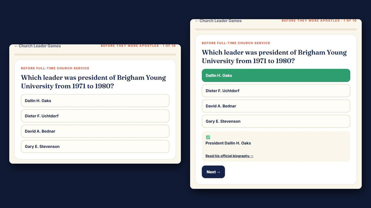 Before They Were Apostles career quiz about President Dallin H. Oaks