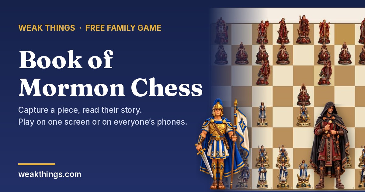 Book of Mormon Chess board with Captain Moroni and a Gadianton robber