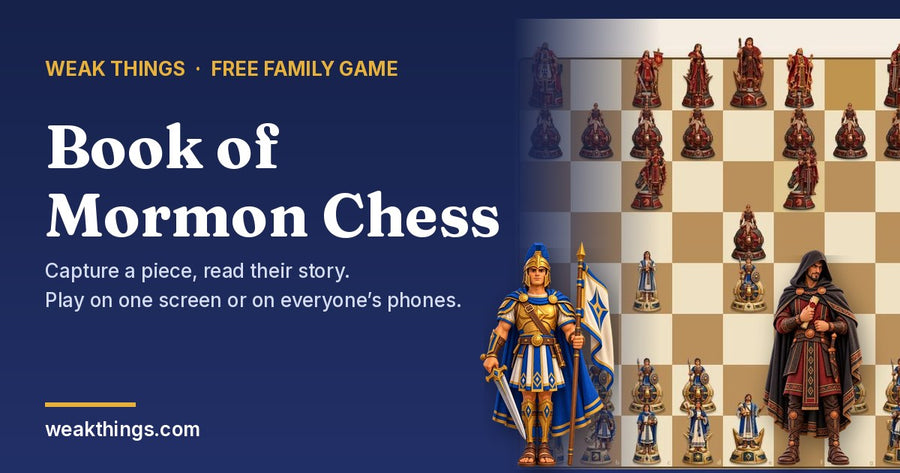 Book of Mormon Chess board with Captain Moroni and a Gadianton robber