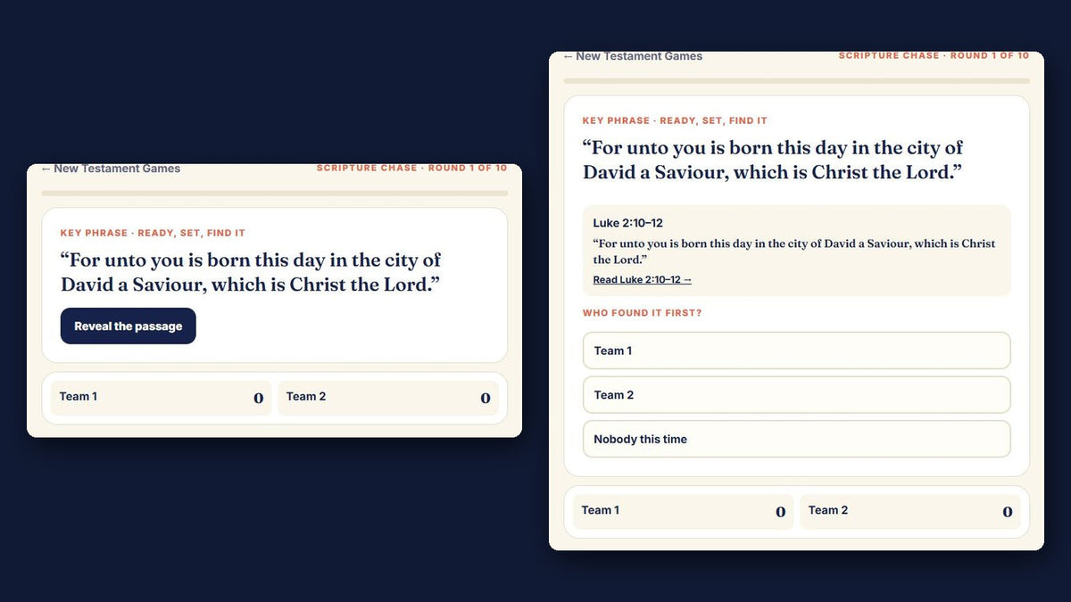 New Testament Scripture Chase game for Doctrinal Mastery passages