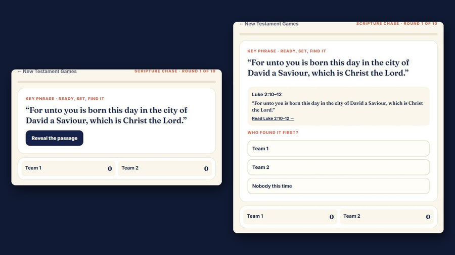 New Testament Scripture Chase game for Doctrinal Mastery passages
