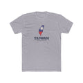Taiwan Kaohsiung Mission Flag Map shirt in Heather Grey: flag of Taiwan in the outline of Taiwan with navy lettering, front view