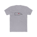 Puerto Rico San Juan Mission Heart Map shirt in Heather Grey: Puerto Rico outline with a red heart, front view