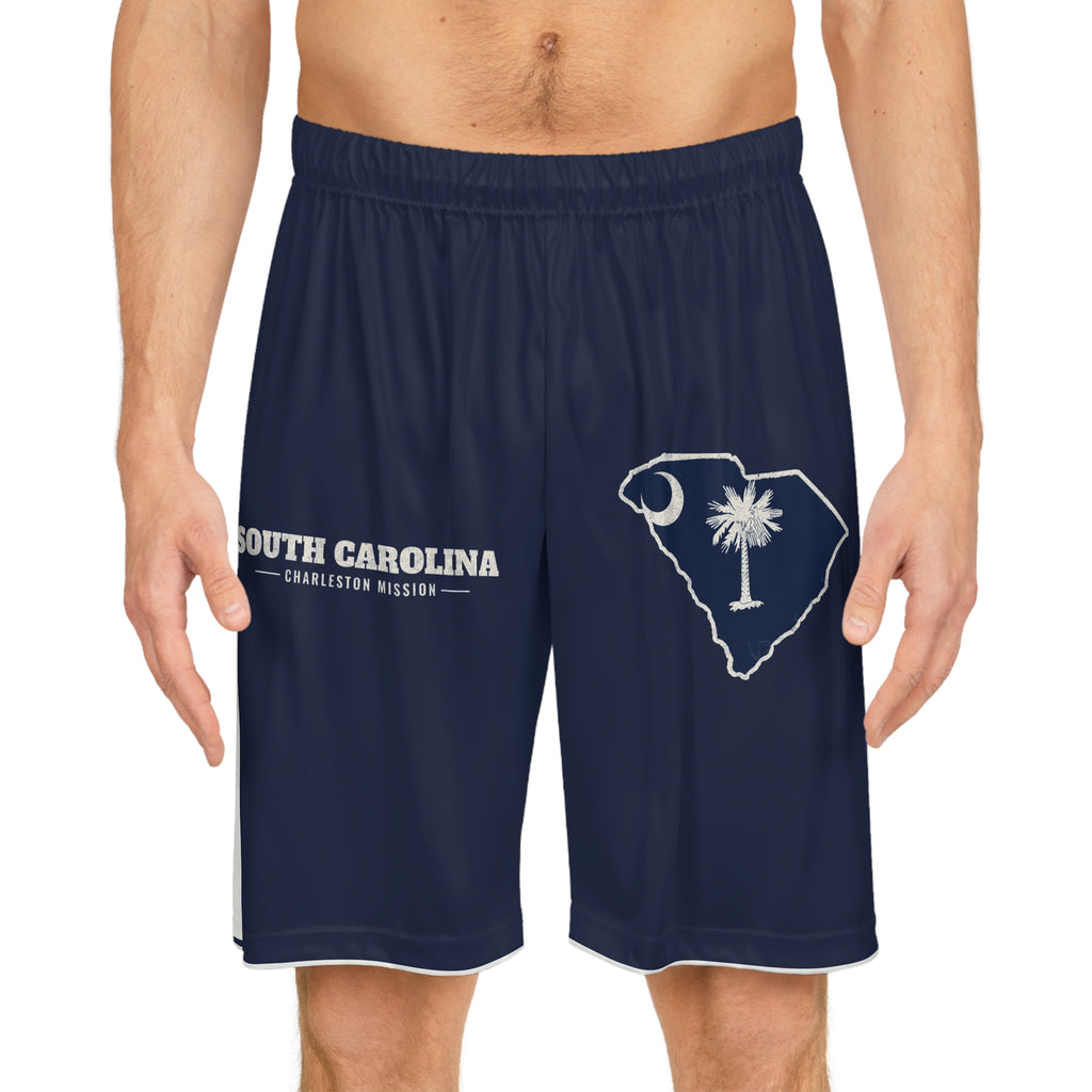 South Carolina Charleston Mission Basketball Shorts, worn, front view