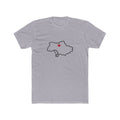 Ukraine Kyiv/Moldova Mission Heart Map shirt in Heather Grey: Ukraine outline with a red heart, front view