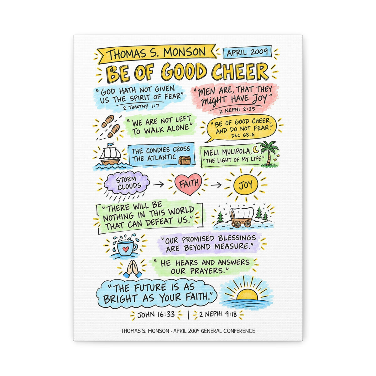 Be of Good Cheer Sketch Note Canvas — Thomas S. Monson