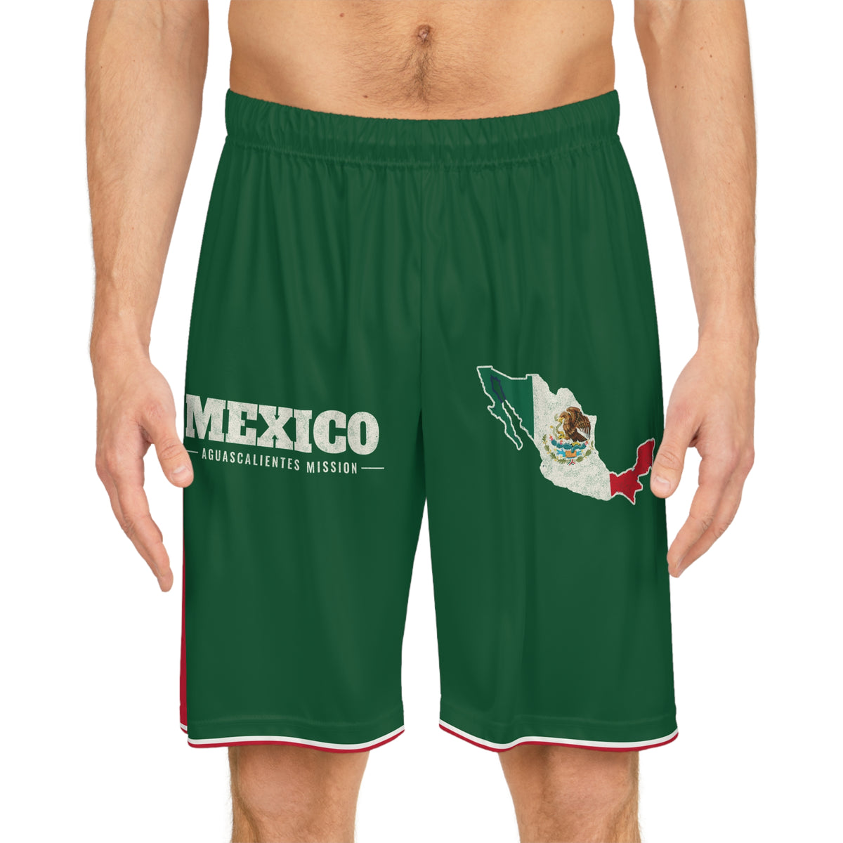 Mexico Aguascalientes Mission Basketball Shorts, worn, front view