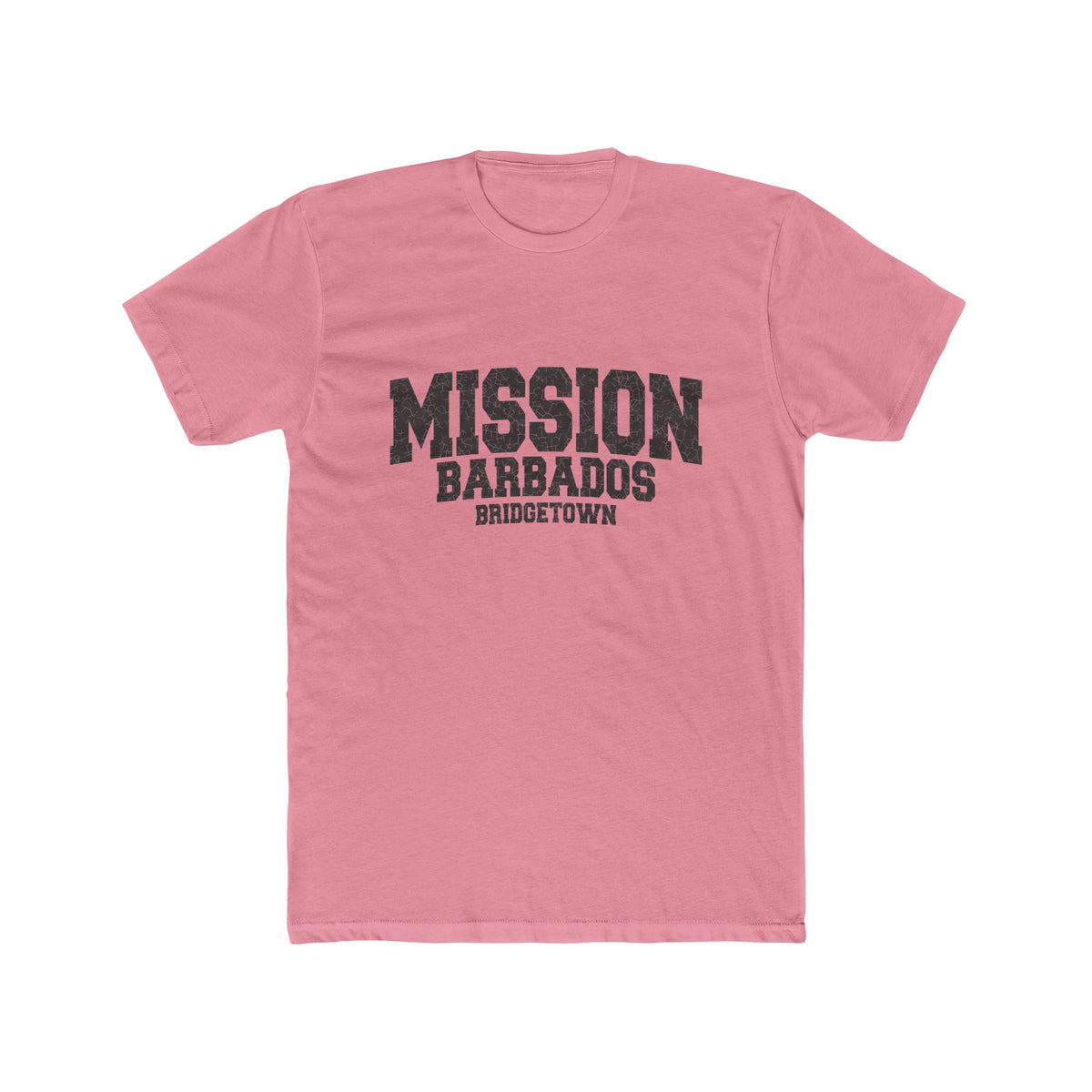 Barbados Bridgetown Mission T-Shirt in Solid Light Pink, front view
