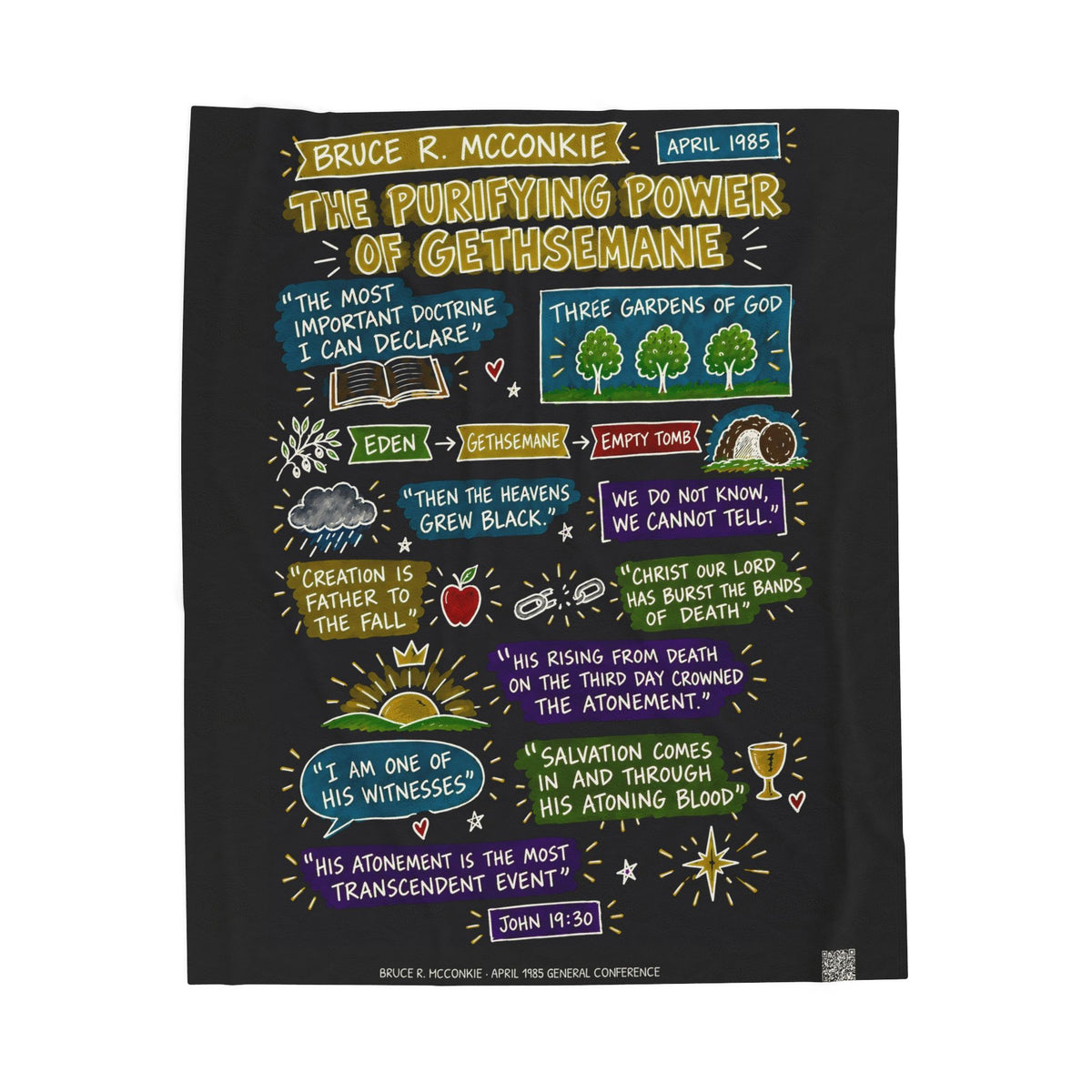 The Purifying Power of Gethsemane Sketch Note Plush Blanket — Bruce R. McConkie
