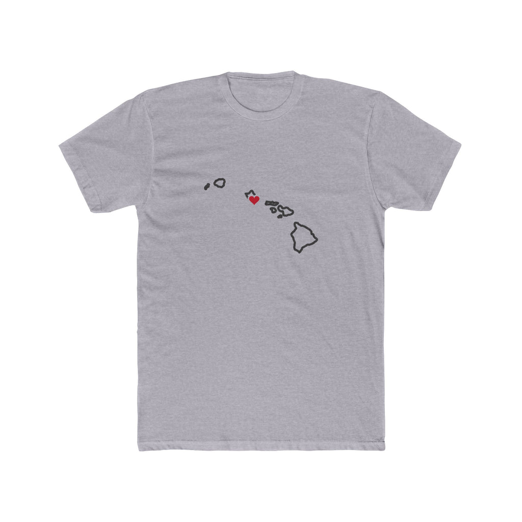 Hawaii Honolulu Mission Heart Map shirt in Heather Grey: Hawaii outline with a red heart, front view