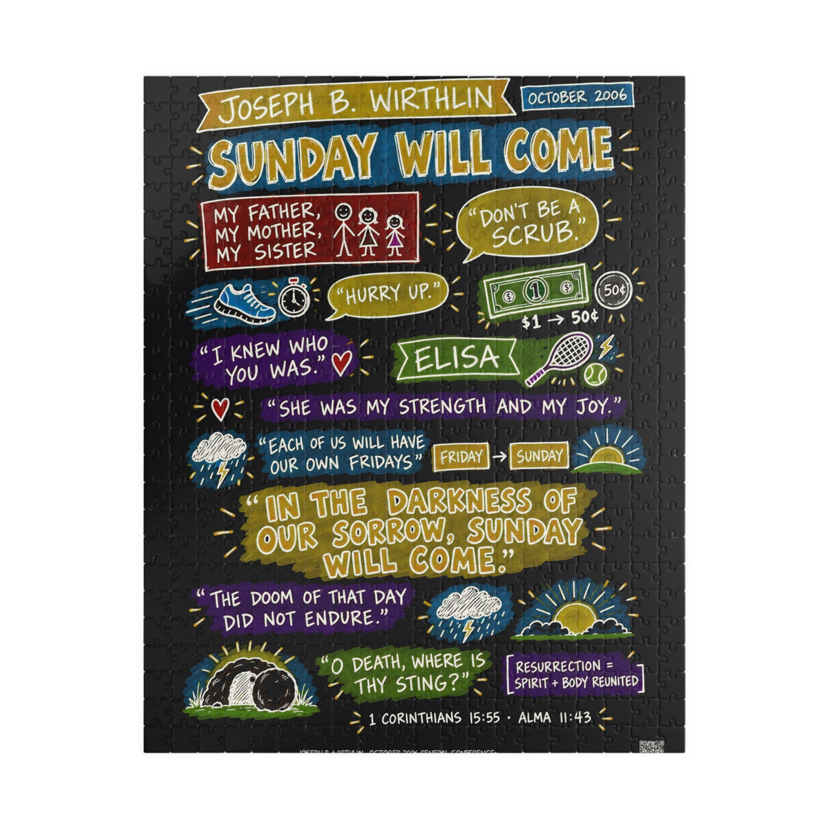 Sunday Will Come Sketch Note 520-Piece Puzzle — Joseph B. Wirthlin