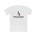 Philippines Cebu East Mission Flag Map shirt in White: colors of the Philippine flag in the outline of the Philippines with navy lettering, front view