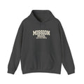 Brazil Sao Paulo North Mission Hoodie in Dark Heather, front view with the varsity mission design