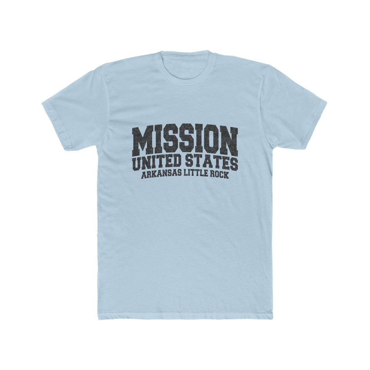 Arkansas Little Rock Mission T-Shirt in Solid Light Blue, front view