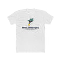 Mozambique Nampula Mission Flag Map shirt in White: flag of Mozambique in the outline of Mozambique with navy lettering, front view