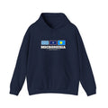 Micronesia Guam Mission Flag Map Hoodie in Navy, front view with the flag map and mission name