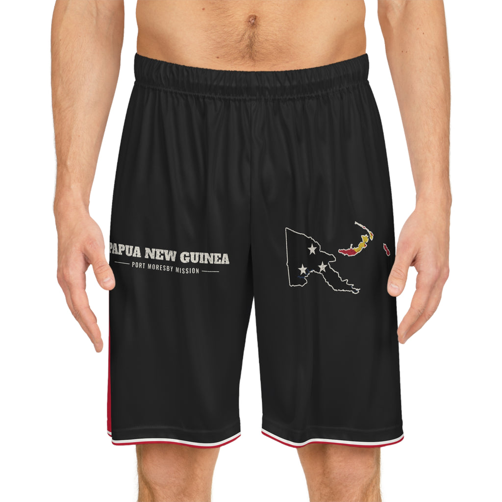 Papua New Guinea Port Moresby Mission Basketball Shorts, worn, front view