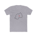Rwanda Kigali Mission Heart Map shirt in Heather Grey: Rwanda outline with a red heart, front view