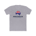 Australia Melbourne Mission Flag Map shirt in Heather Grey: flag of Australia in the outline of Australia with navy lettering, front view