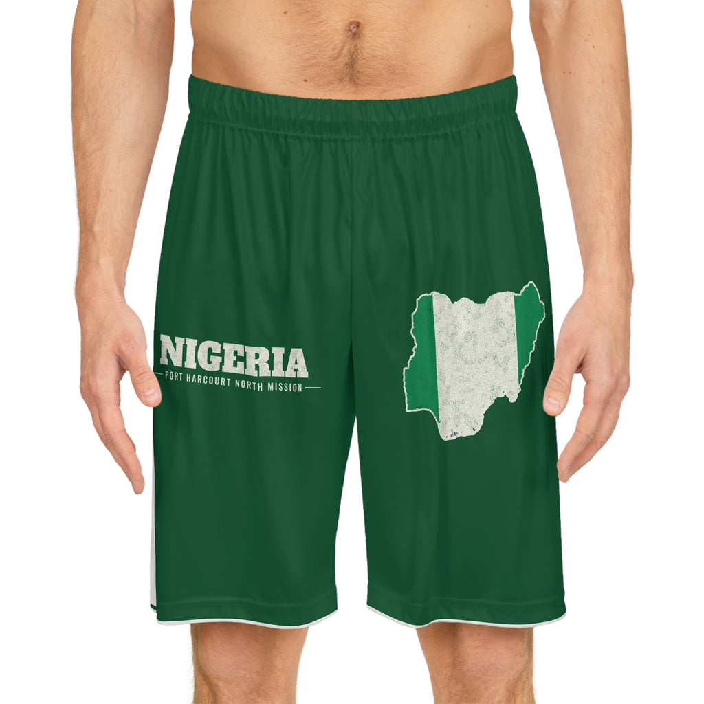 Nigeria Port Harcourt North Mission Basketball Shorts, worn, front view