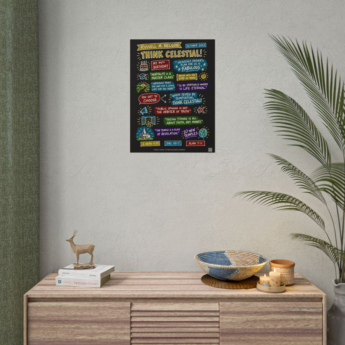 Think Celestial! Sketch Note Poster (Black) — Russell M. Nelson