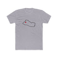 El Salvador Santa Ana Mission Heart Map shirt in Heather Grey: El Salvador outline with a red heart, front view