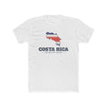Costa Rica San Jose East Mission Flag Map shirt in White: flag of Costa Rica in the outline of Costa Rica with navy lettering, front view